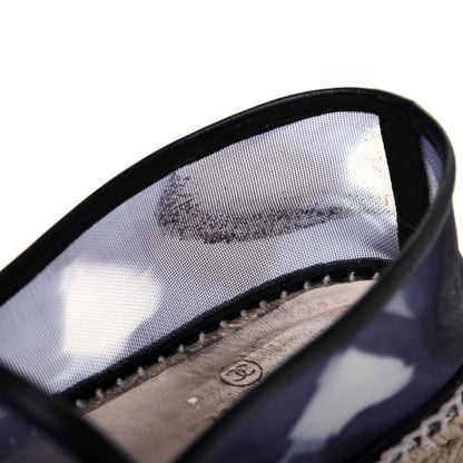 Chanel Mesh Lambskin Check Print CC Espadrilles 37 Blue Black White 11 of 21