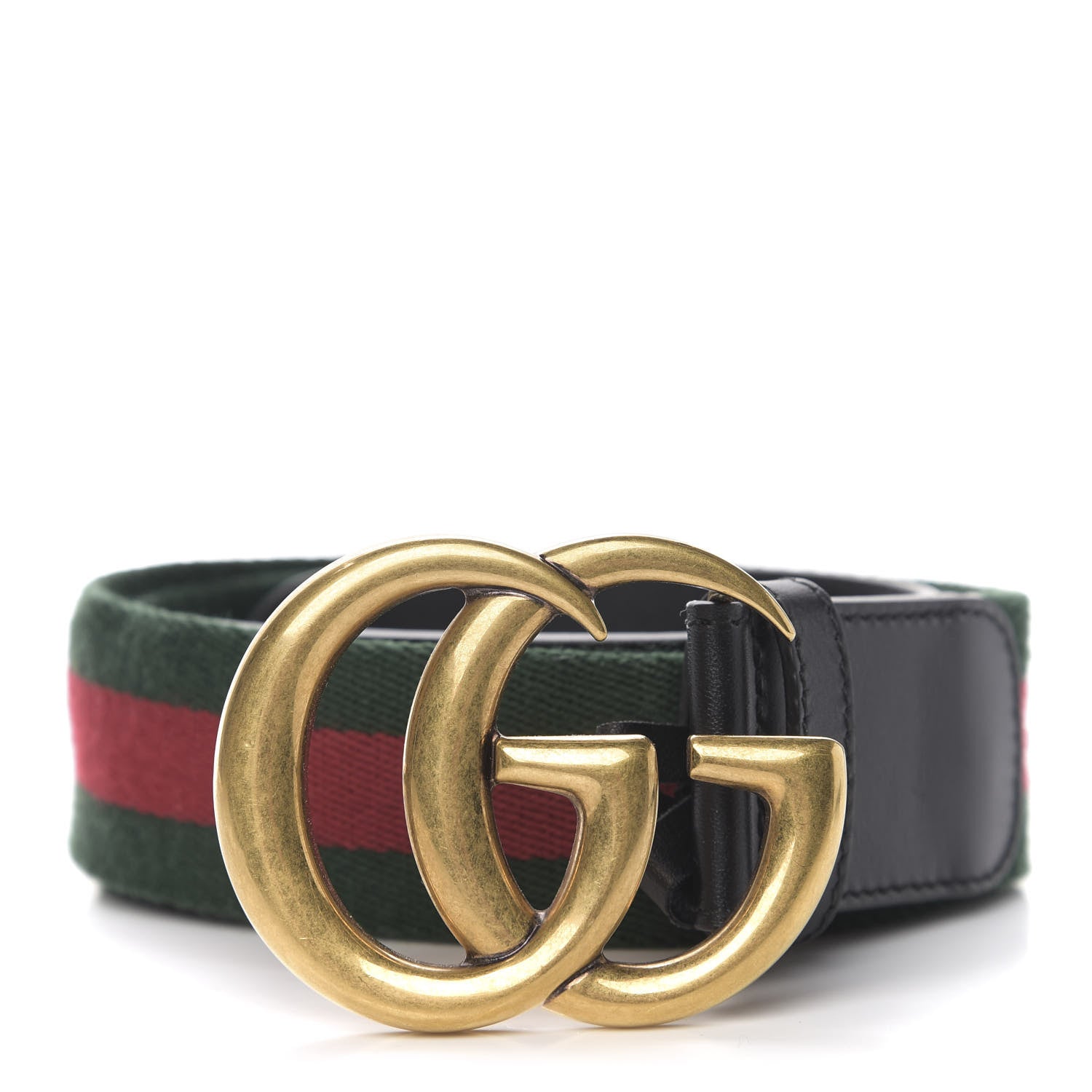 Gucci Nylon Calfskin Double G 40mm Web Belt 80 32 Green Red Black 1 of 5