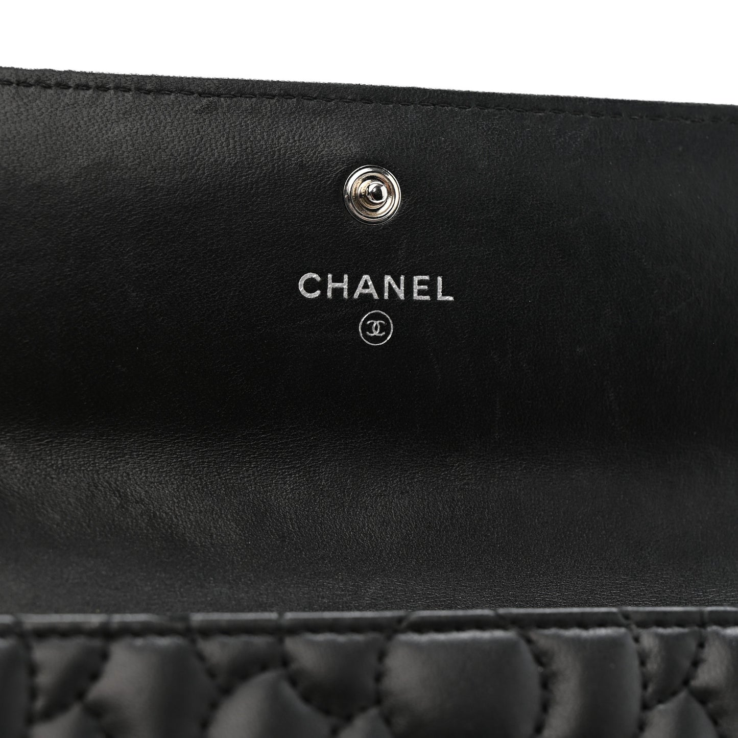 Lambskin Embossed Camellia Flap Wallet Black