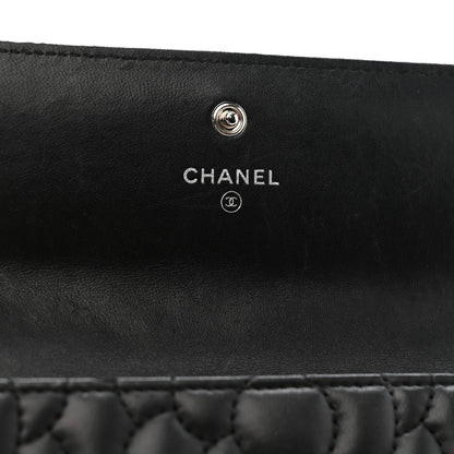 Chanel Lambskin Embossed Camellia Flap Wallet Black 6 of 9