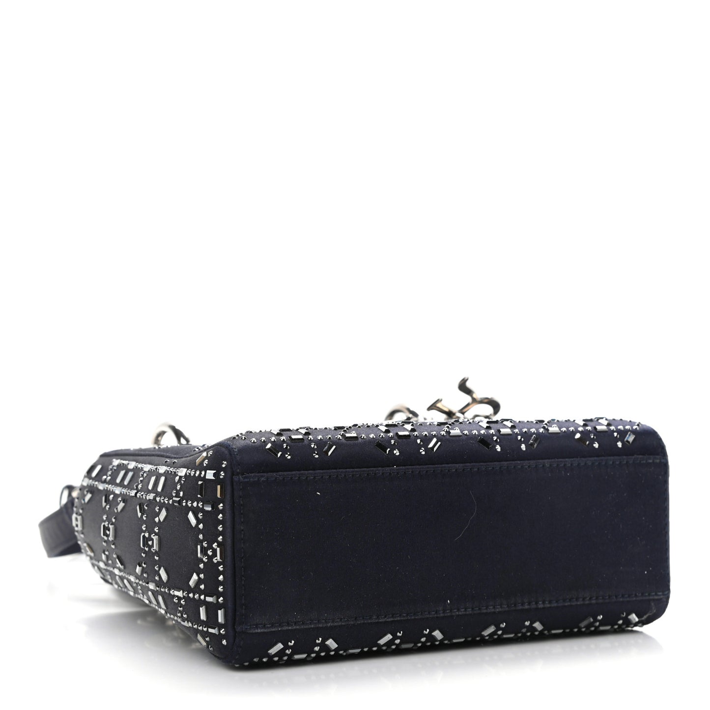 Satin Crystal Cannage Mini Lady Dior Black