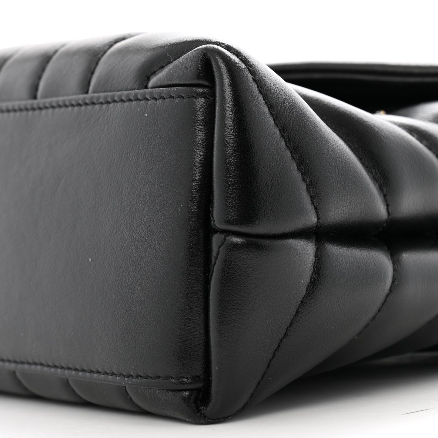 Calfskin Y Quilted Monogram Small Charm Loulou Chain Satchel Black