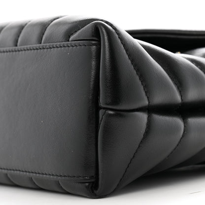 Saint Laurent Calfskin Y Quilted Monogram Small Charm Loulou Chain Satchel Black 11 of 15