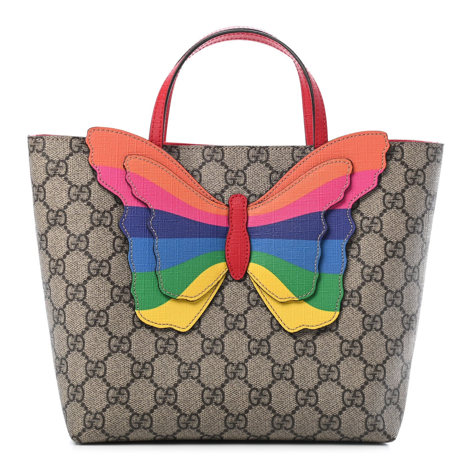 Gucci GG Supreme Monogram Kid's Rainbow Butterfly Tote 1 of 8