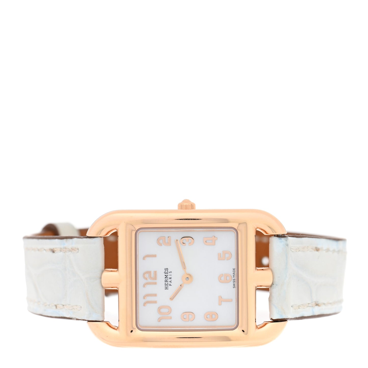 18K Rose Gold Alligator 23mm Cape Cod Quartz Watch Bleu Brum