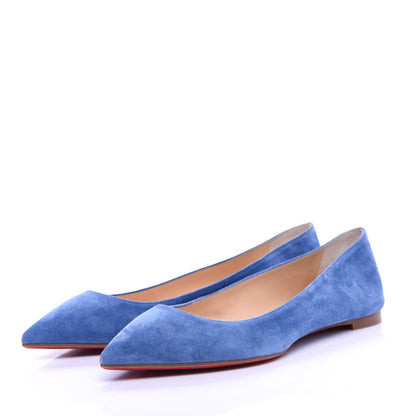 Christian Louboutin Veau Velours Ballalla Pointy Toe Flats 37.5 Jeans 2 of 10