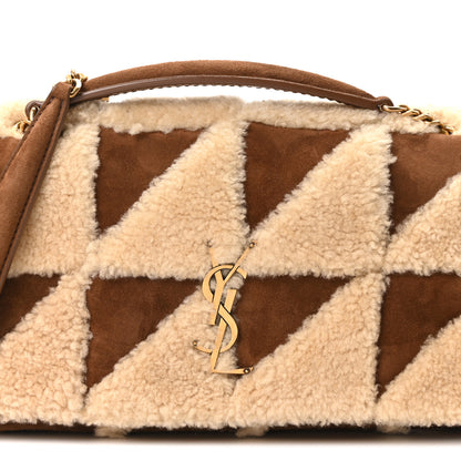 Saint Laurent Suede Shearling Patchwork Monogram Medium Jamie Brown Beige 8 of 10