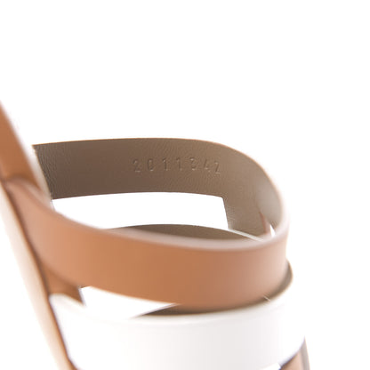 Hermes Calfskin Amica Sandals 37.5 White Natural 9 of 10
