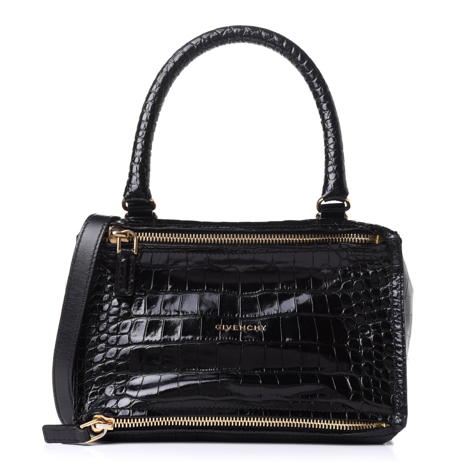Givenchy Calfskin Crocodile Embossed Small Pandora Black 1 of 13