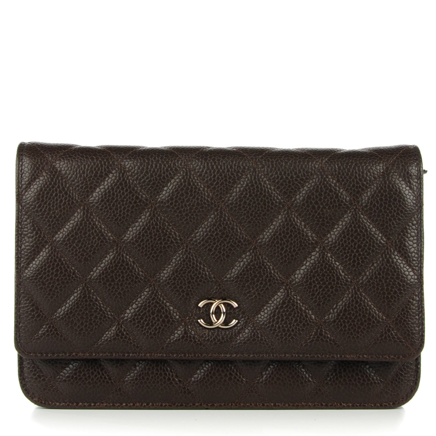 Chanel Caviar Quilted Wallet on Chain WOC Dark Brown 1 of 8