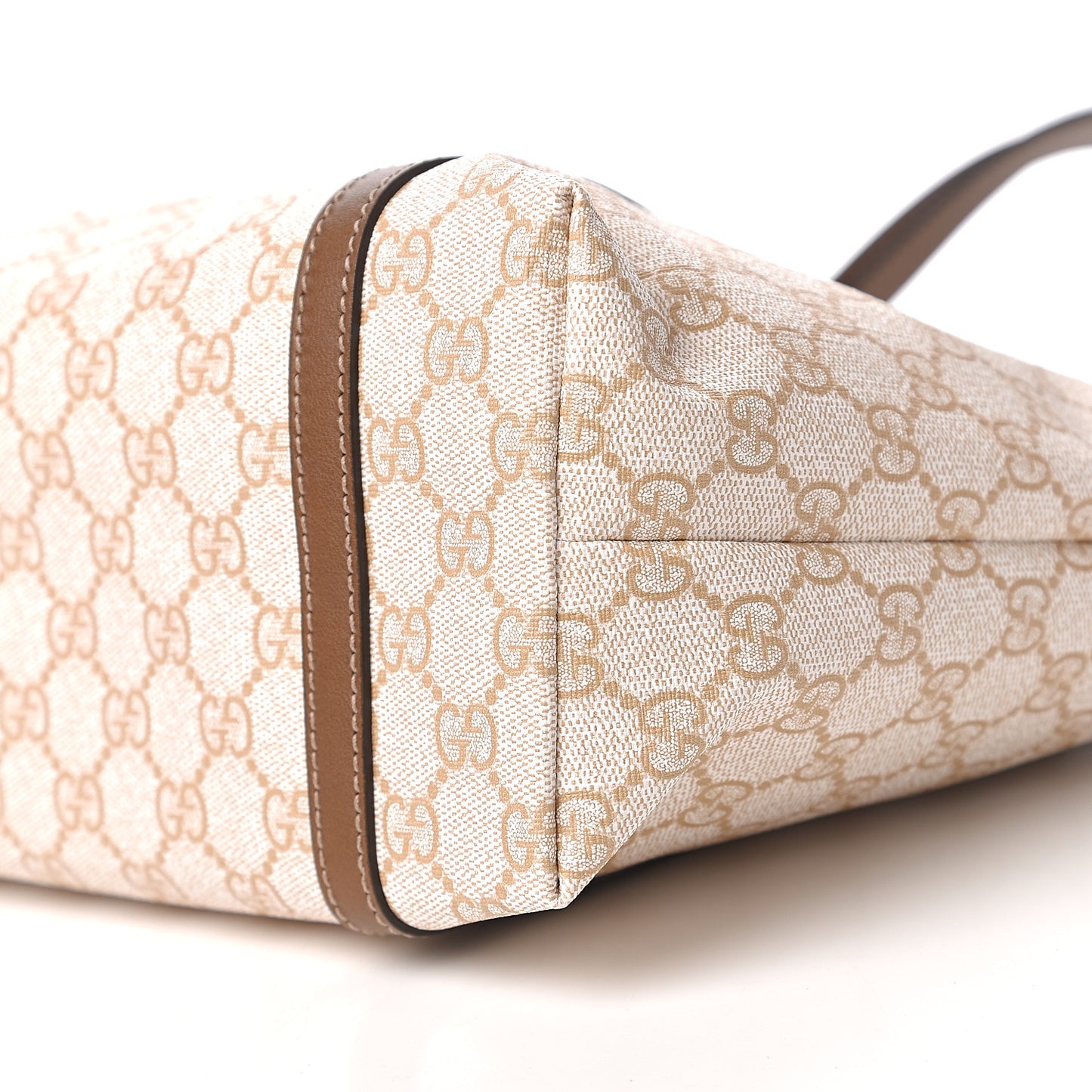GG Supreme Monogram Calfskin Small Nice Tote New Mystic White Beige Brown