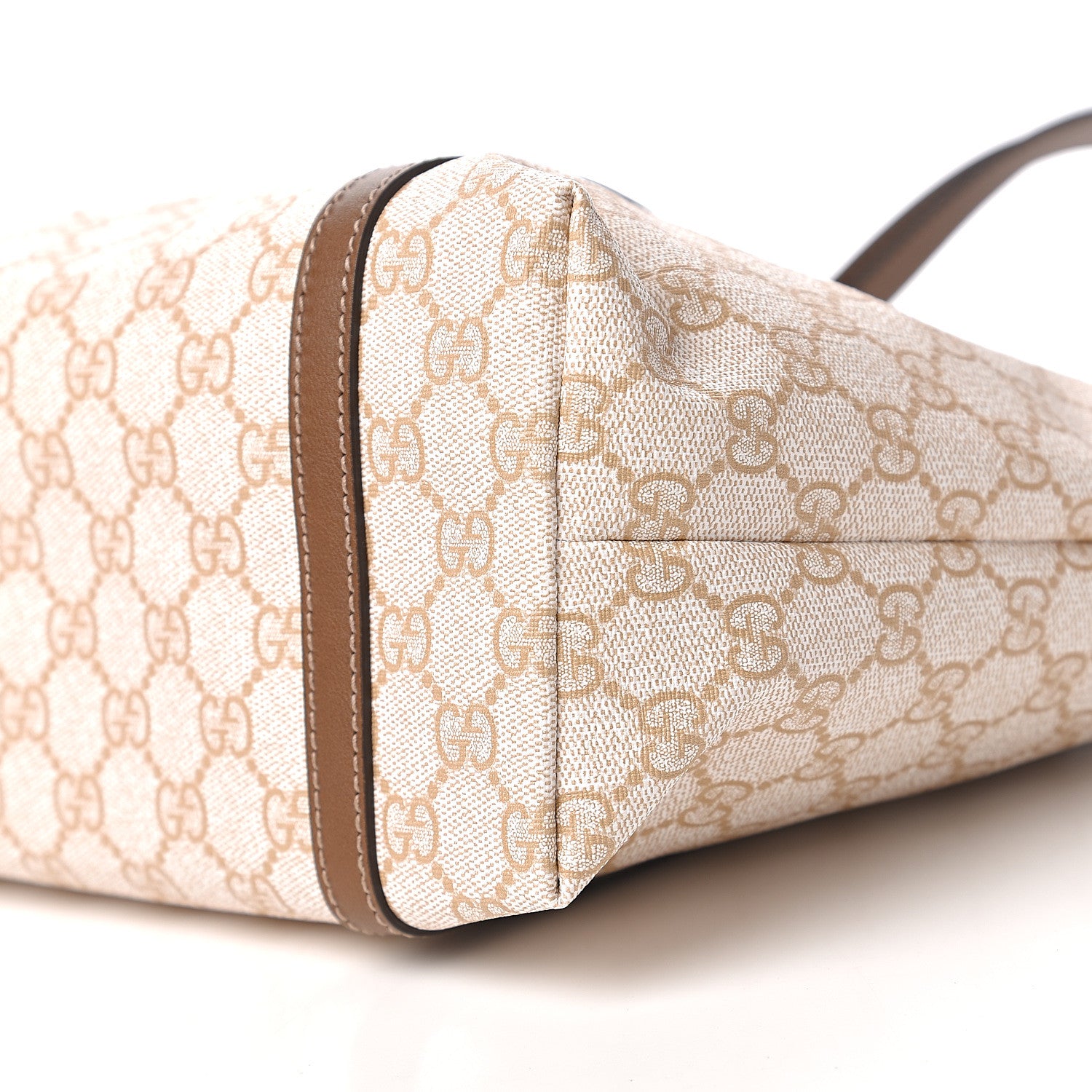 Gucci GG Supreme Monogram Calfskin Small Nice Tote New Mystic White Beige Brown 8 of 9
