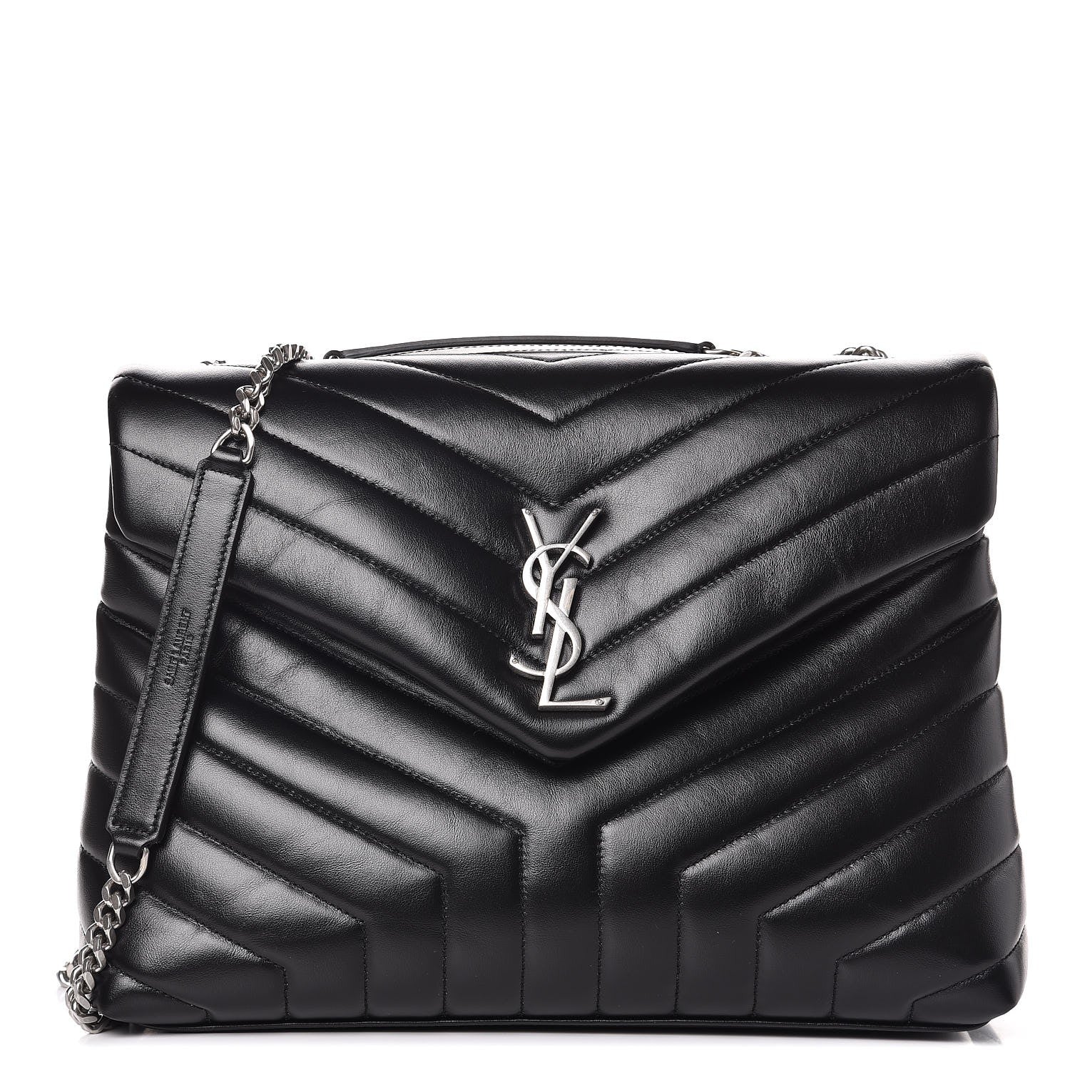 Saint Laurent Calfskin Y Quilted Monogram Medium Loulou Chain Satchel Black 1 of 8