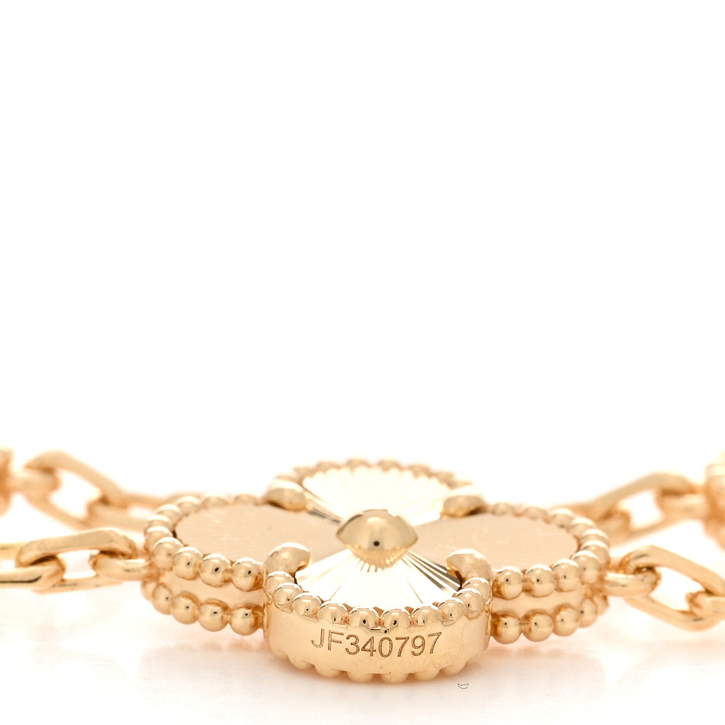 18K Yellow Gold 5 Motifs Guilloche Vintage Alhambra Bracelet