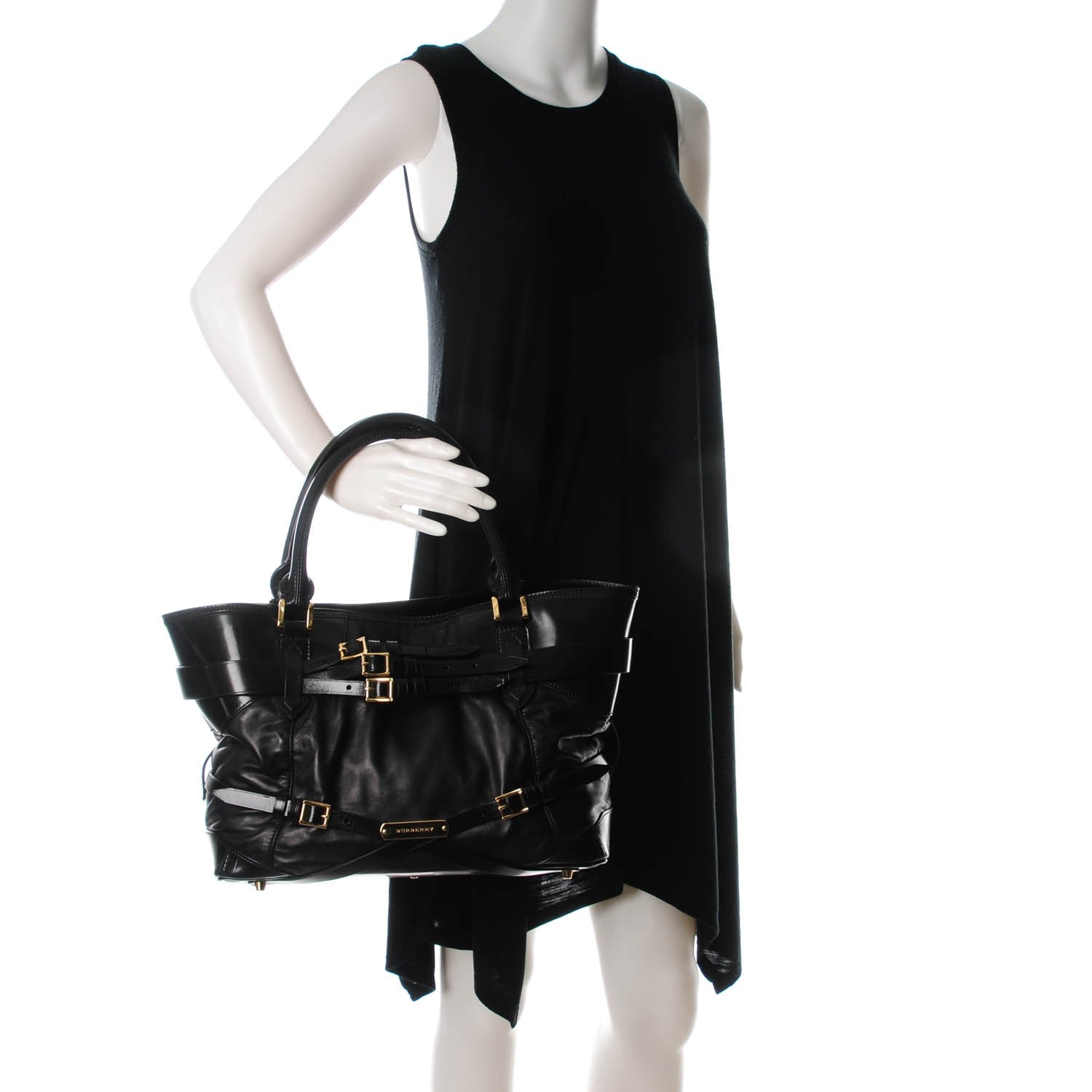 Burberry Lambskin Bridle Calfskin Medium Landscape Lynher Tote Black 2 of 6