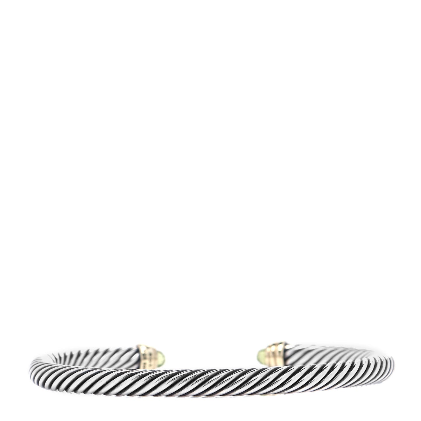 Sterling Silver 14K Yellow Gold Peridot 5mm Cable Classics Petite Color Bracelet