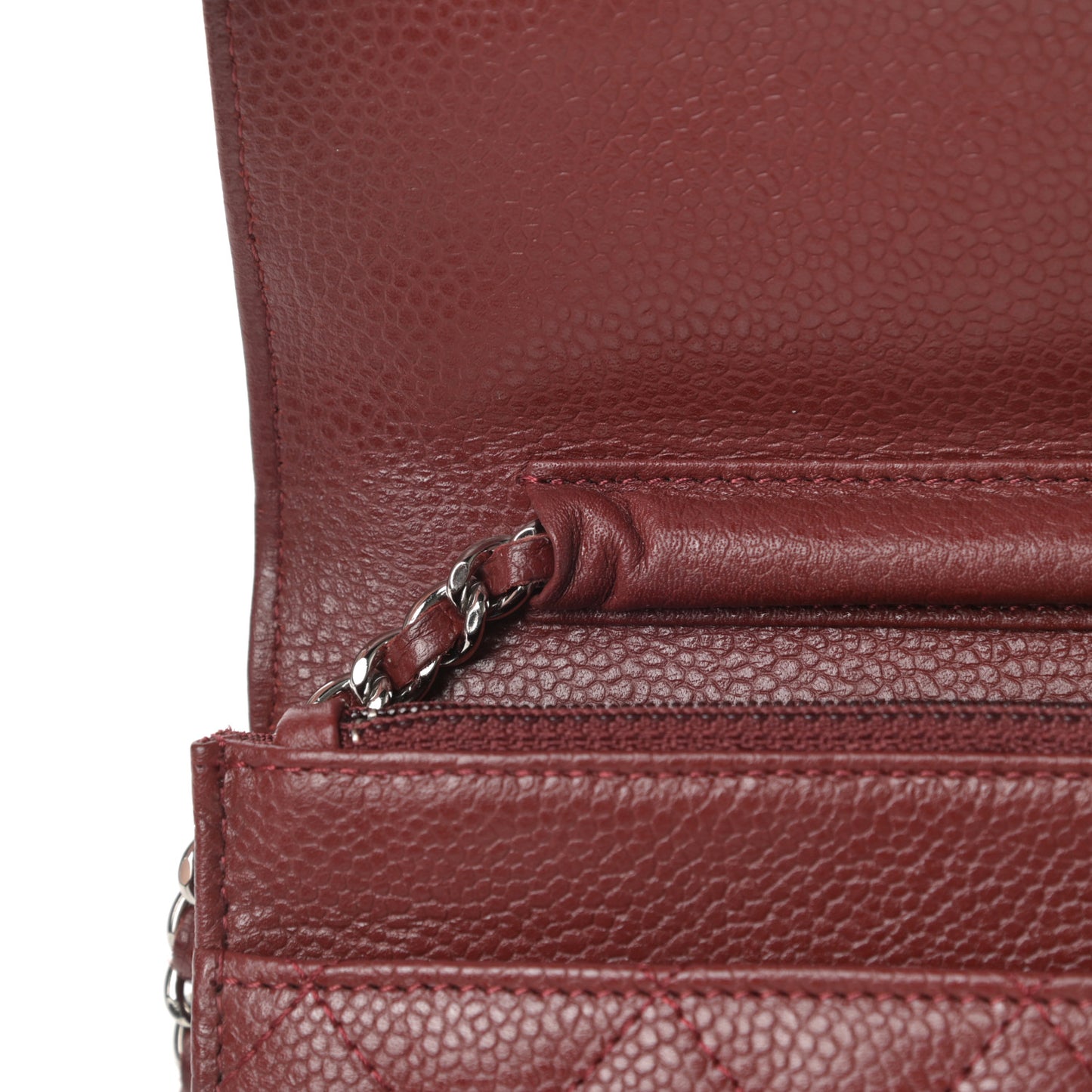 Caviar Quilted Wallet on Chain WOC Red