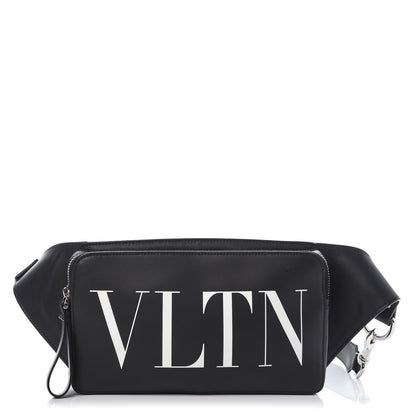 Valentino Garavani Calfskin VLTN Belt Bag Black White 1 of 7