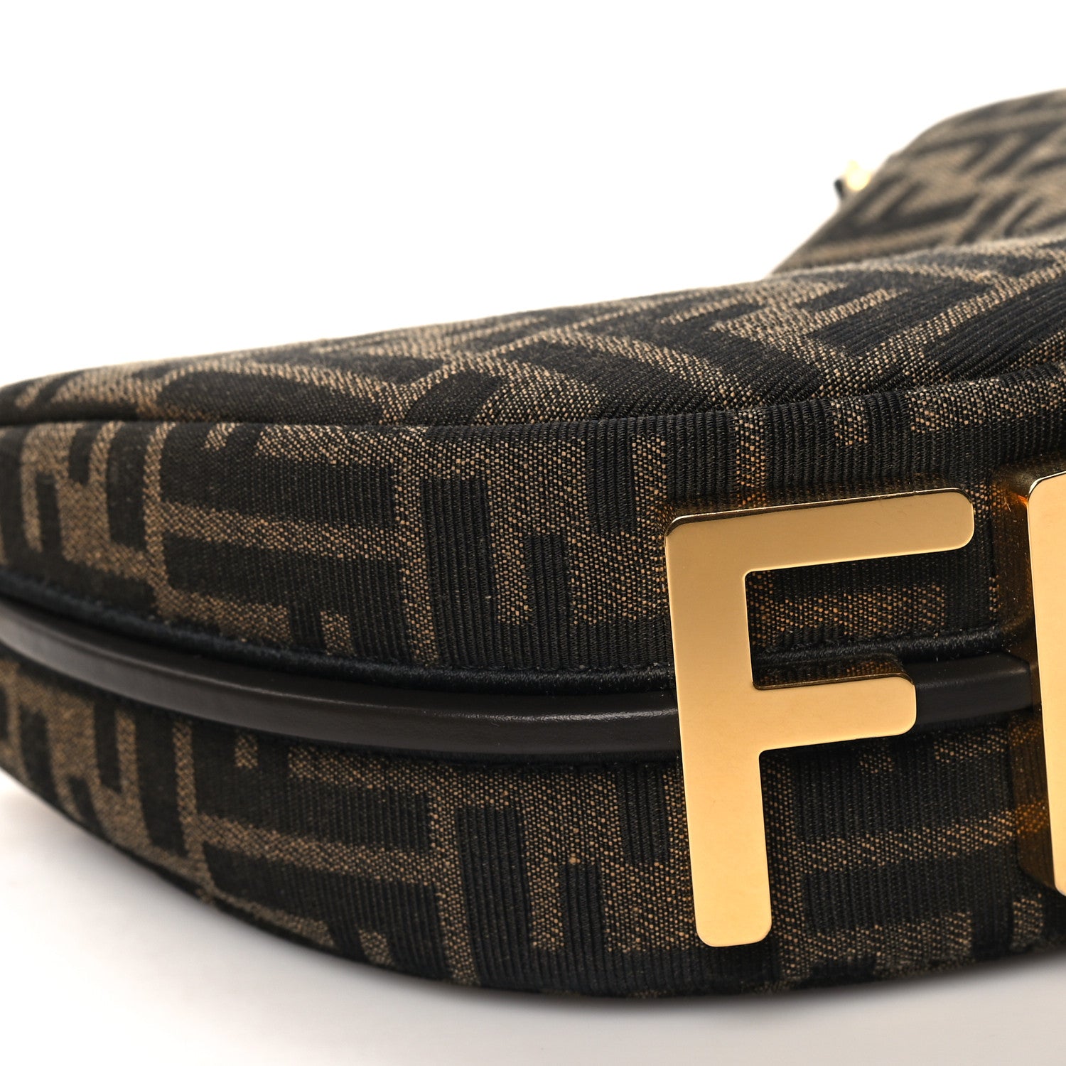 Fendi Fabric Jacquard Vitello Grace FF 1974 Mini Fendigraphy Hobo Bag Tobacco Moro Ebano 9 of 11