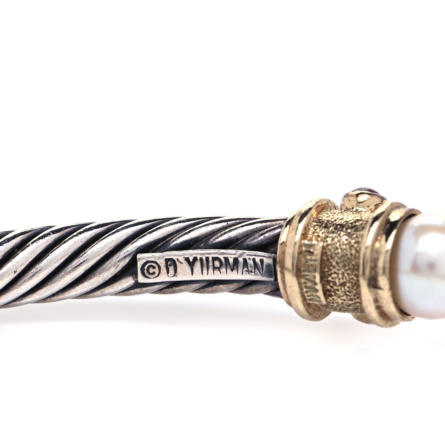 David Yurman Sterling Silver 14K Yellow Gold Pearl Ruby 5mm Cable Renaissance Bracelet 5 of 5