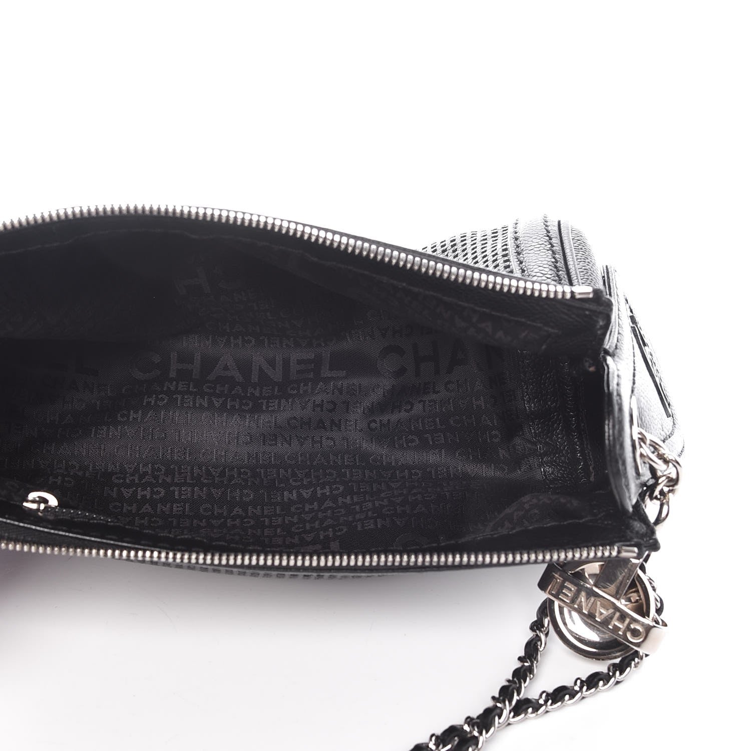Chanel Calfskin Perforated Pulley Shoulder Bag Black 5 of 7