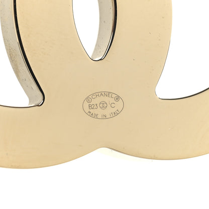 Chanel Enamel CC Brooch Black White Gold 3 of 4