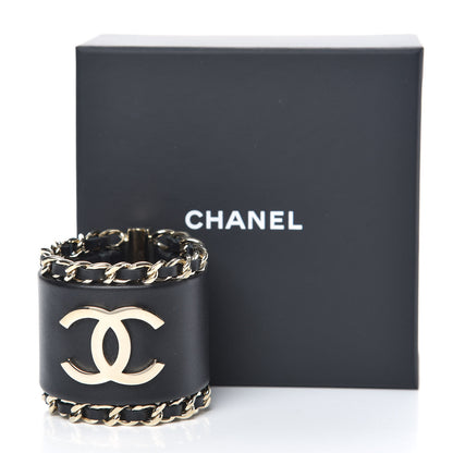 Chanel Lambskin Chain CC Cuff Black Gold 5 of 5