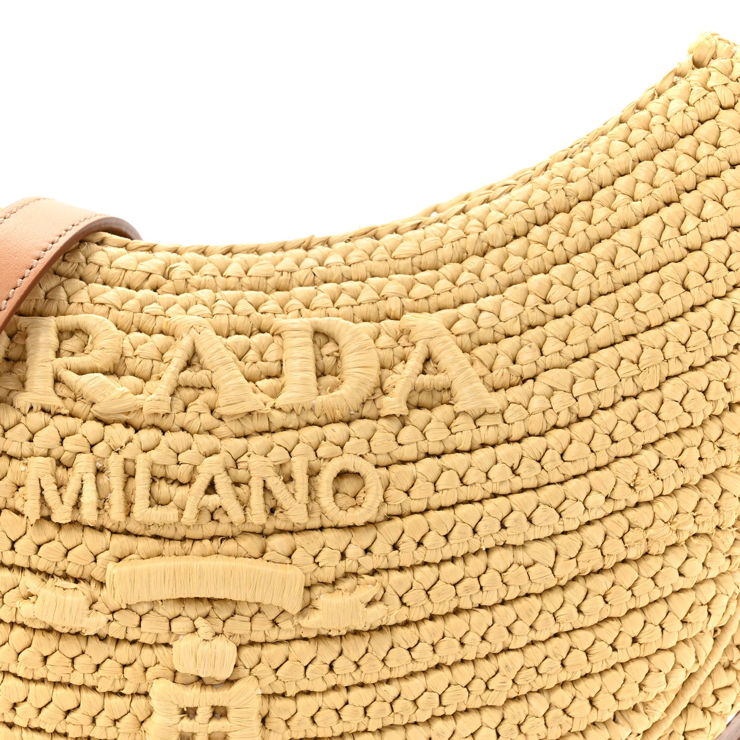 Prada Yarn Raffia Effect Crochet Arque Shoulder Bag Natural 7 of 9