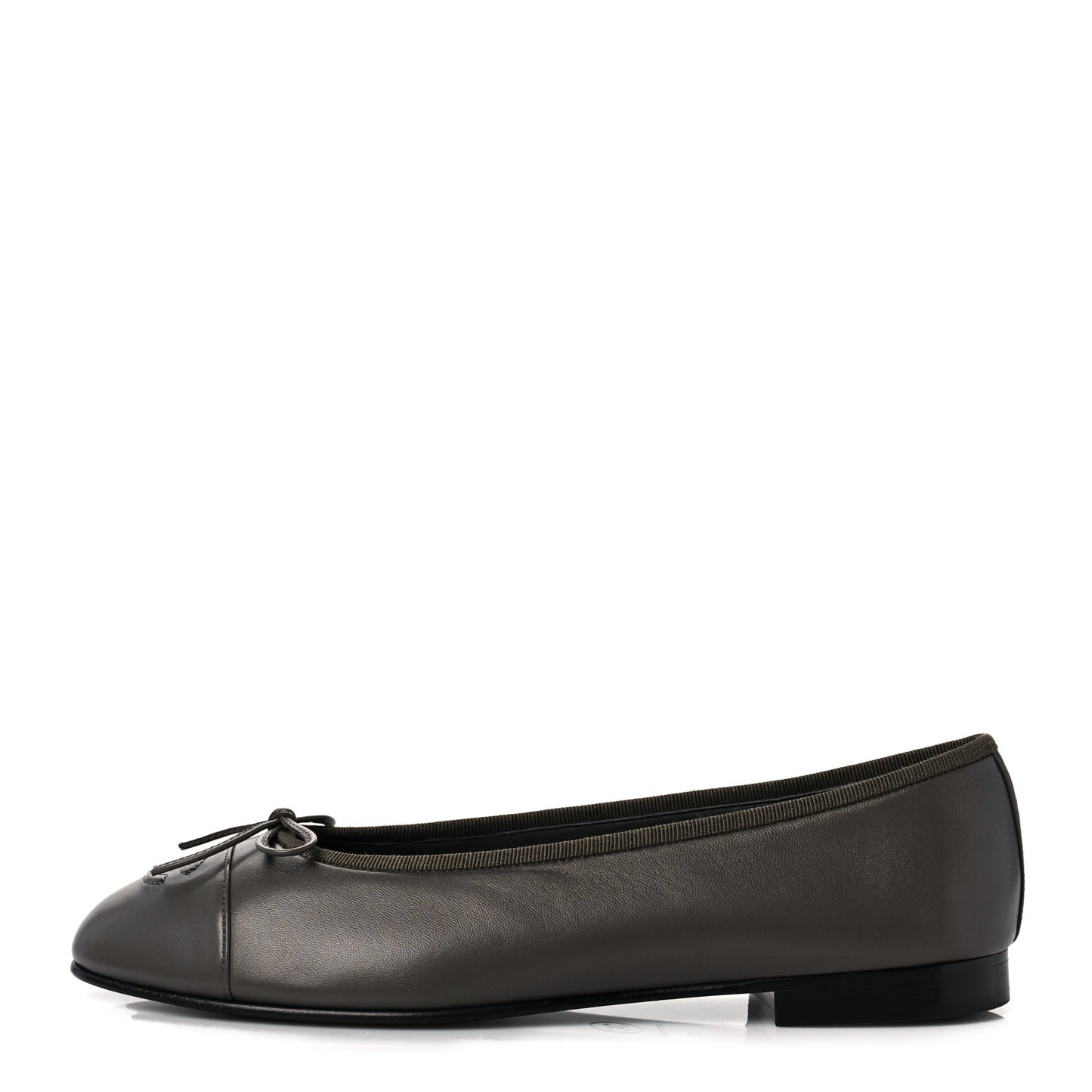 Lambskin Cap Toe CC Ballerina Flats 40 Dark Grey