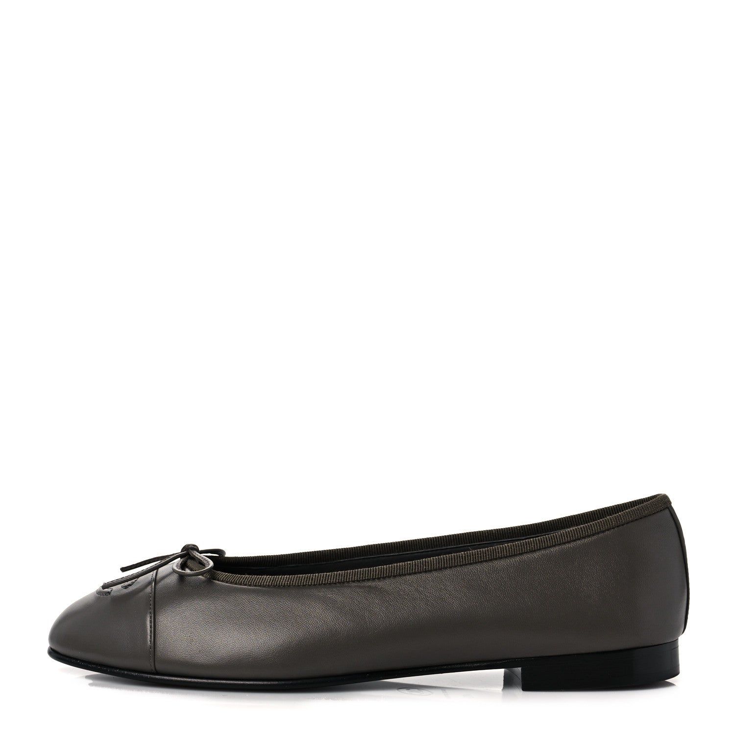 Chanel Lambskin Cap Toe CC Ballerina Flats 40 Dark Grey 1 of 9