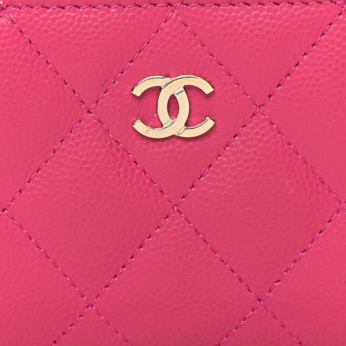 Caviar Quilted Zip Coin Purse Dark Pink