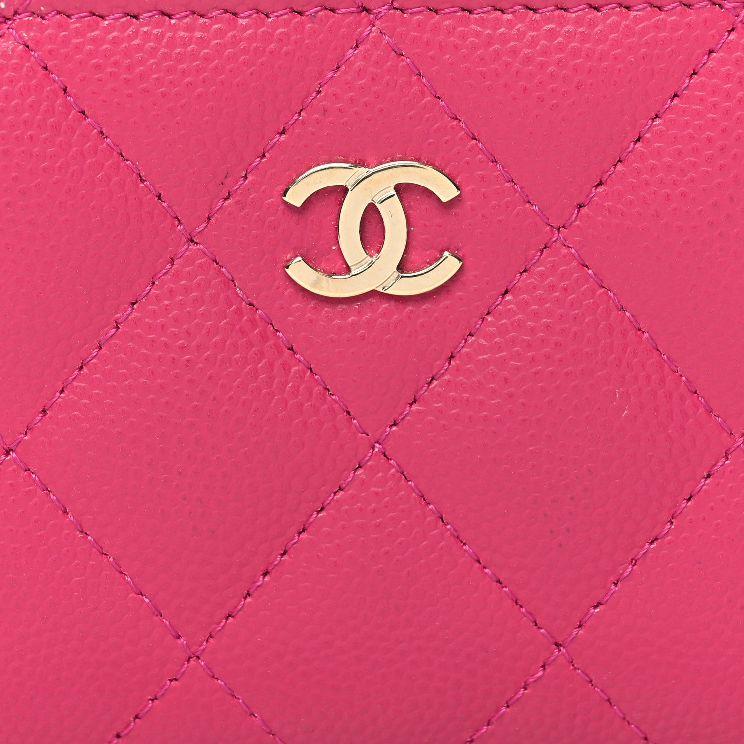 Chanel Caviar Quilted Zip Coin Purse Dark Pink 8 of 8