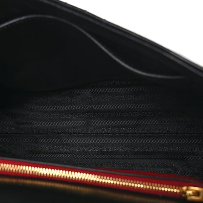 Prada Soft Calfskin Impunture Diagramme Flap Top Handle Bag Black 5 of 10