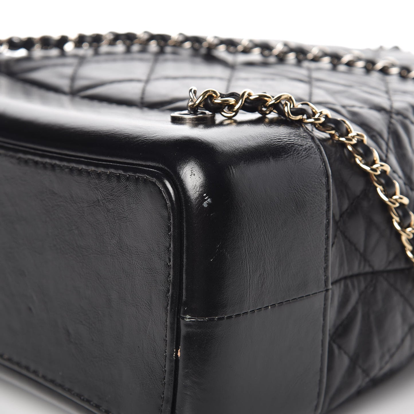 Aged Calfskin Quilted Gabrielle Backpack Black