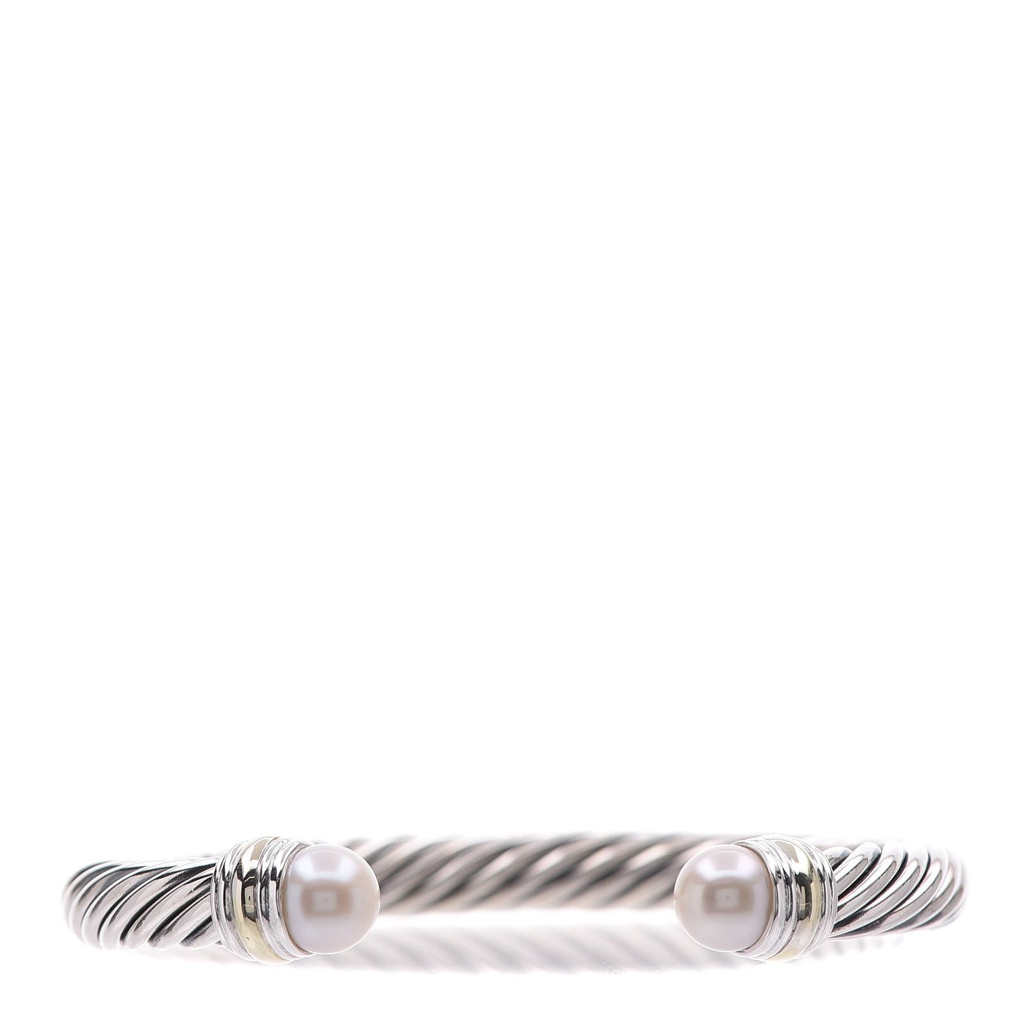 Sterling Silver 14K Yellow Gold Pearl 7mm Cable Classics Bracelet