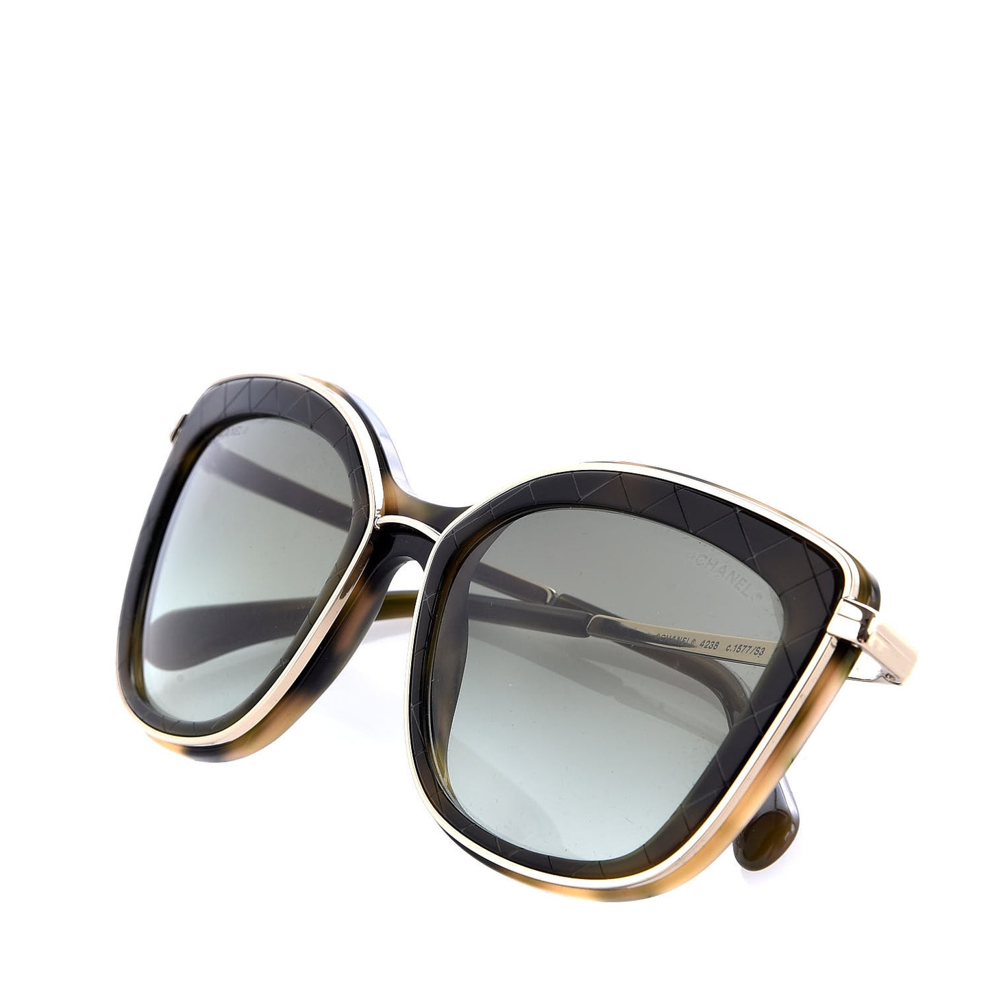 Acetate Quilted Metal Butterfly Sunglasses 4238-A Brown
