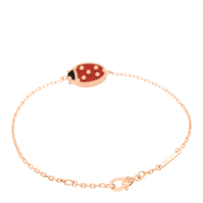 Van Cleef & Arpels 18K Rose Gold Carnelian Onyx Lucky Spring Closed Wing Ladybug Bracelet 2 of 5
