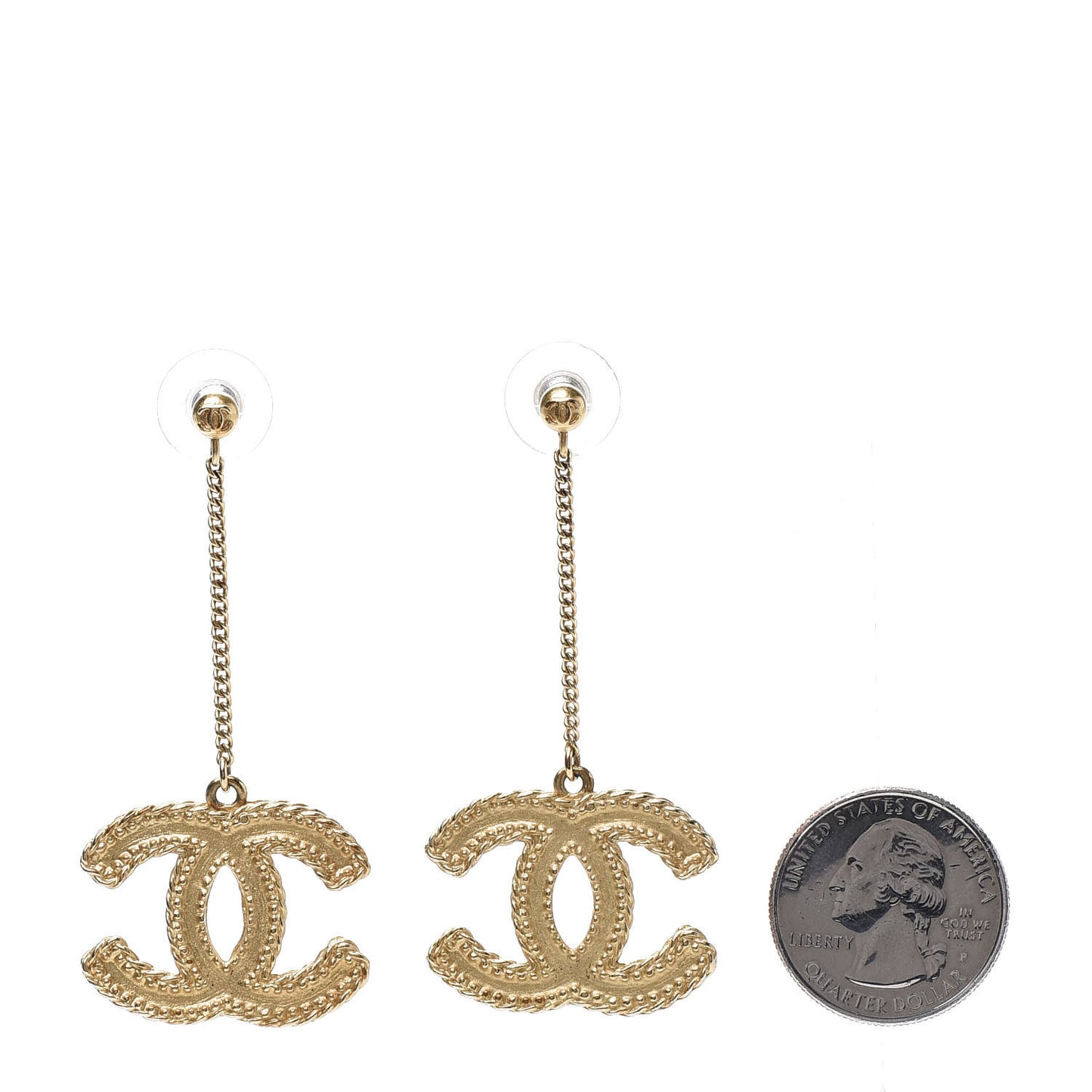CC Drop Earrings Matte Gold