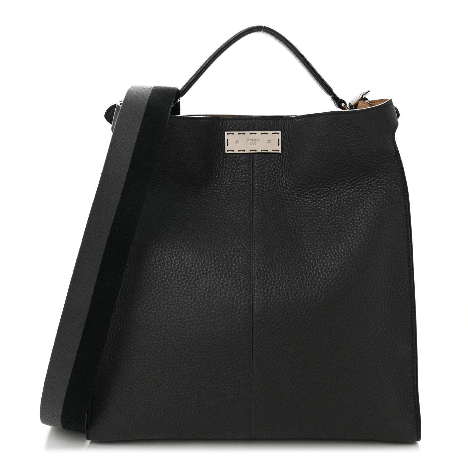 Fendi Cuoio Romano Glazed Fabric FF 1974 Peekaboo X-Lite Fit Asfalto Mou Black 1 of 10
