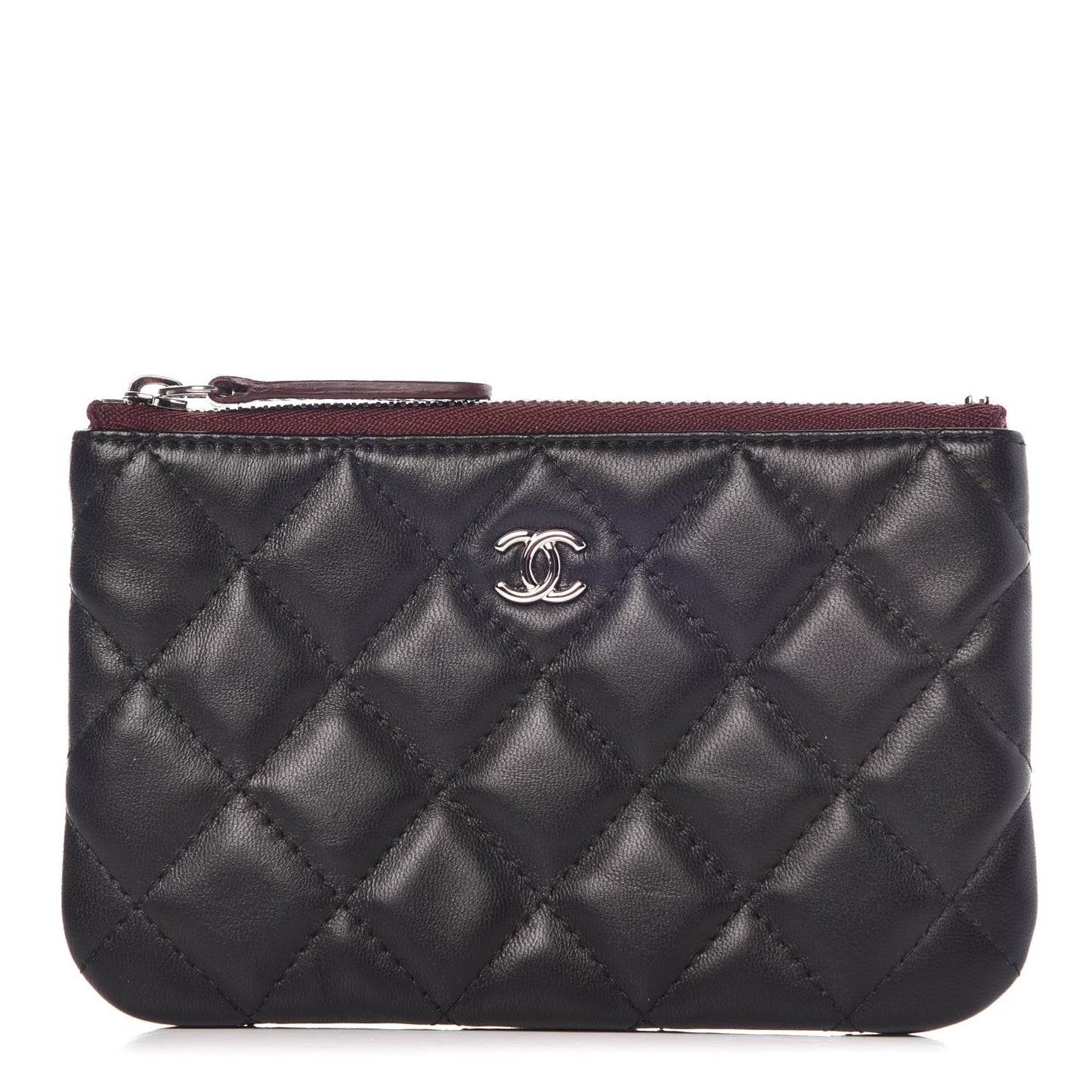 Lambskin Quilted Small Cosmetic Case Black