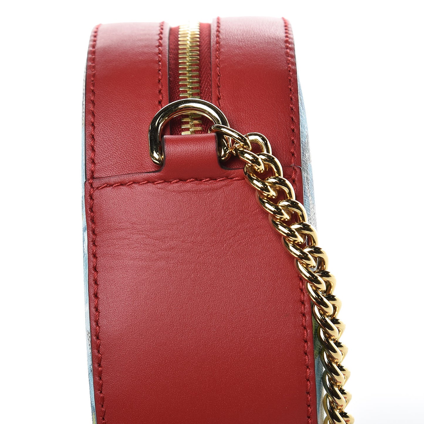 GG Supreme Monogram Blooms Mini Chain Shoulder Bag Beige Blue Navy Hibiscus Red
