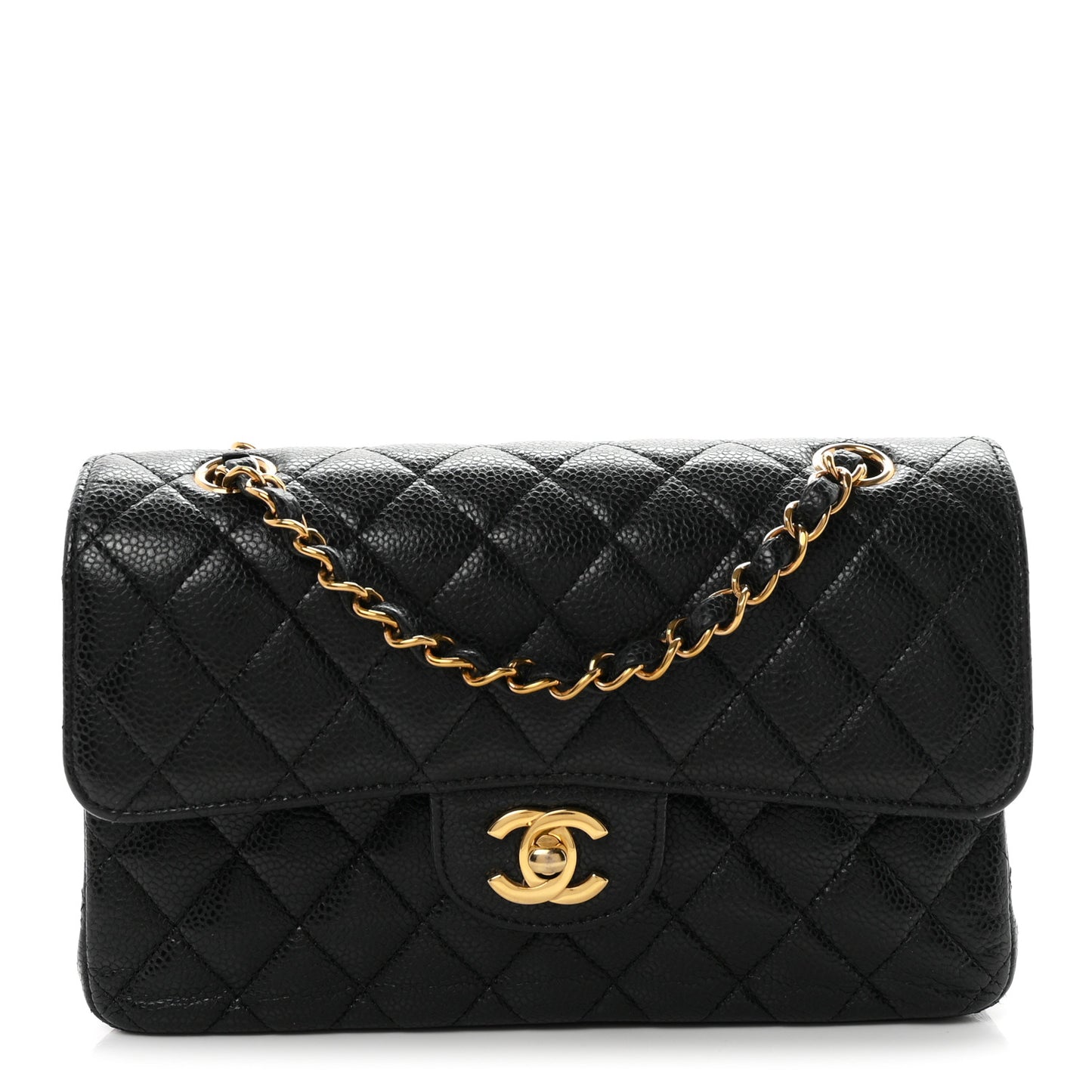Caviar Quilted Small Double Flap Black