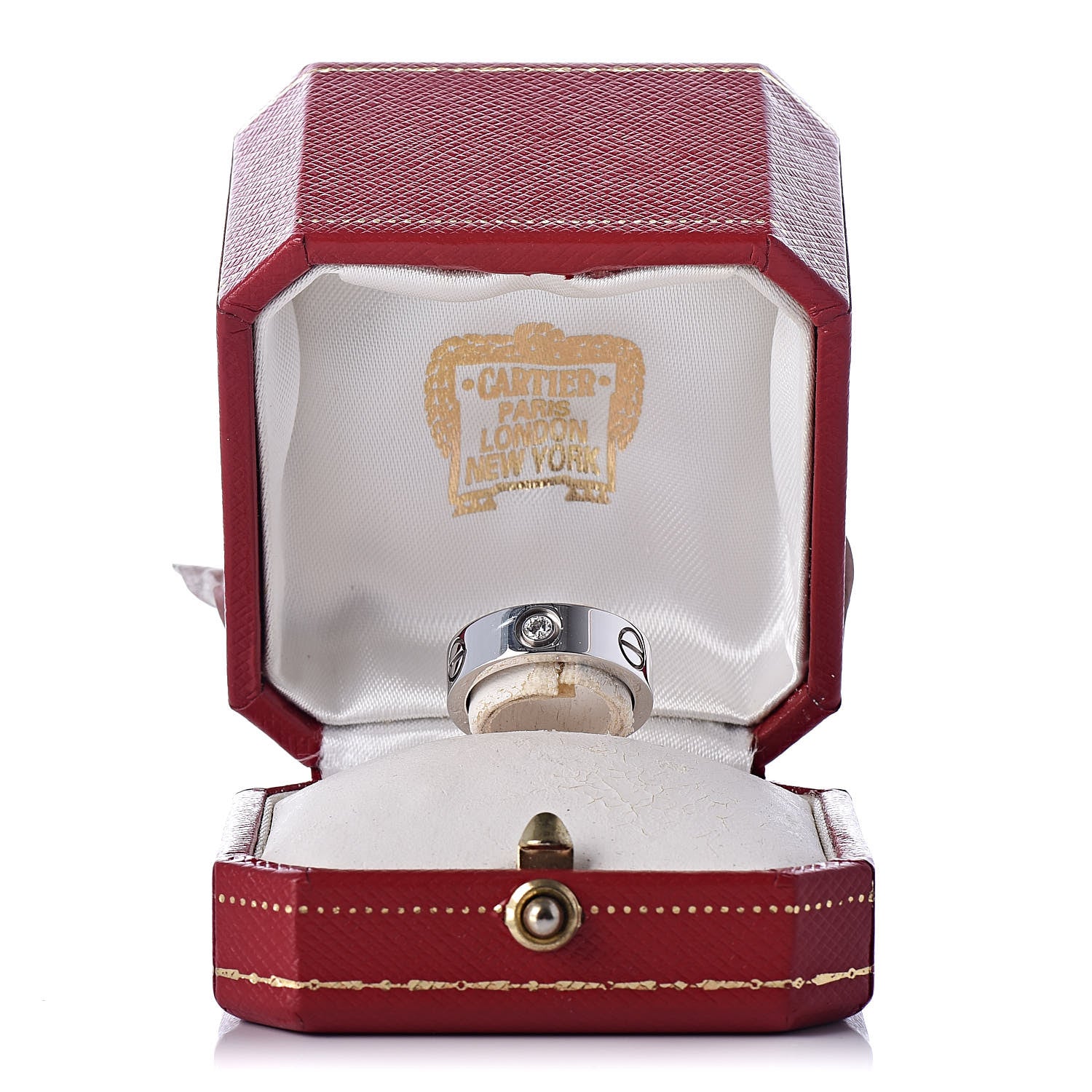 Cartier 18K White Gold 3 Diamond LOVE Ring 49 4.75 6 of 6