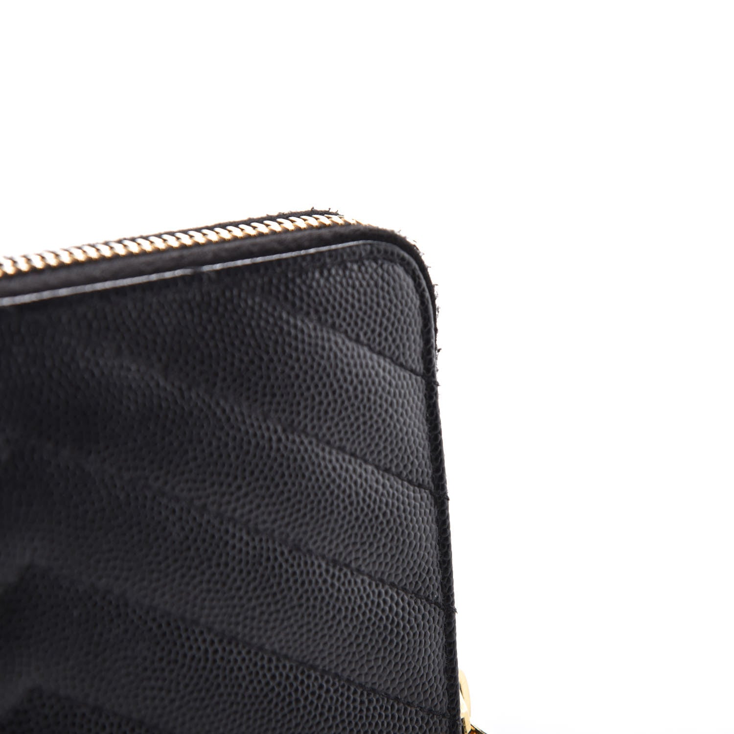 Saint Laurent Grain De Poudre Matelasse Chevron Monogram Zip Around Wallet Black 9 of 13