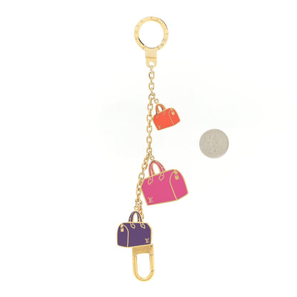 Louis Vuitton Enamel Iconic Speedy Bag Charm Chain Gold 2 of 6