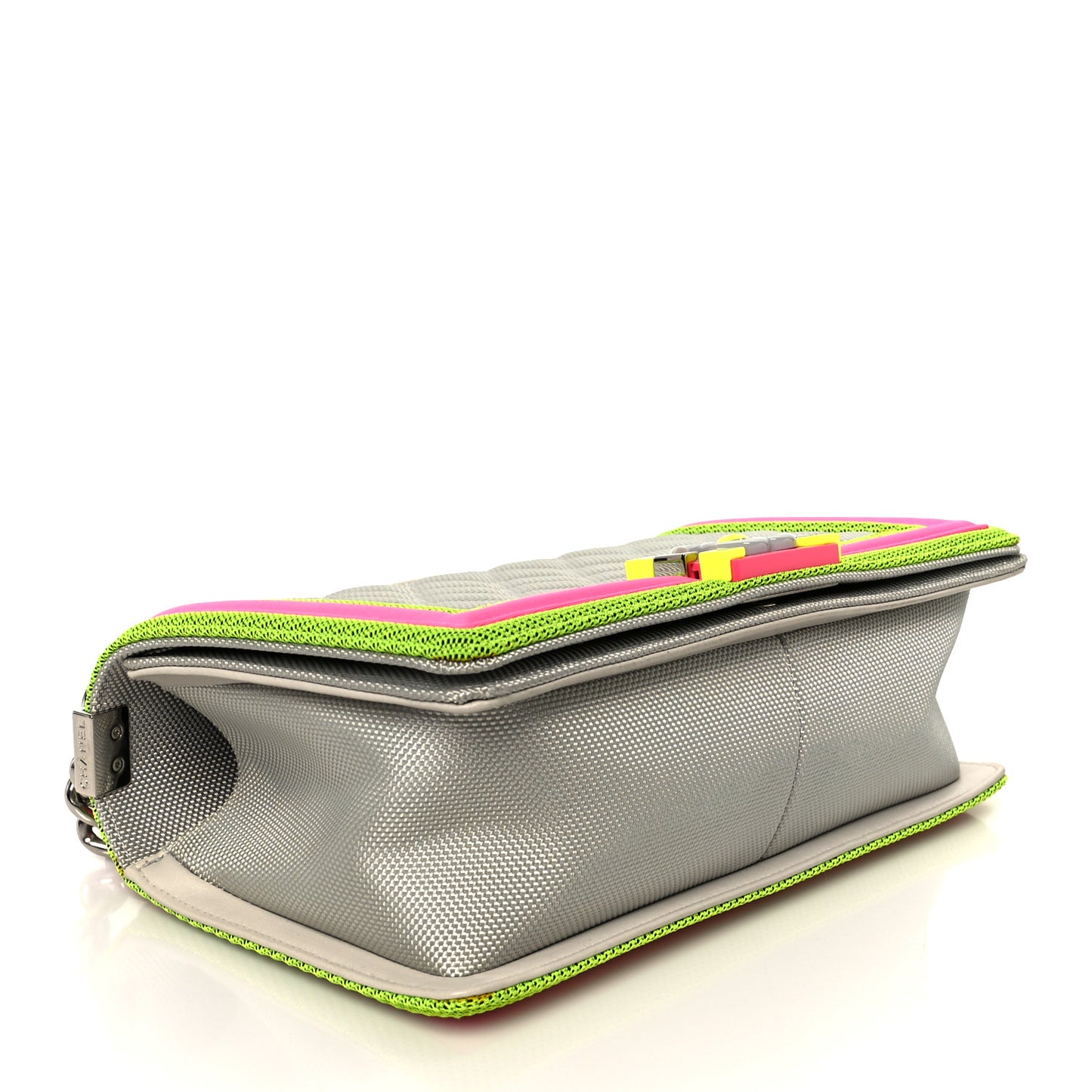 Canvas Quilted Medium Fluo Boy Flap Dark Grey Fuchsia Green