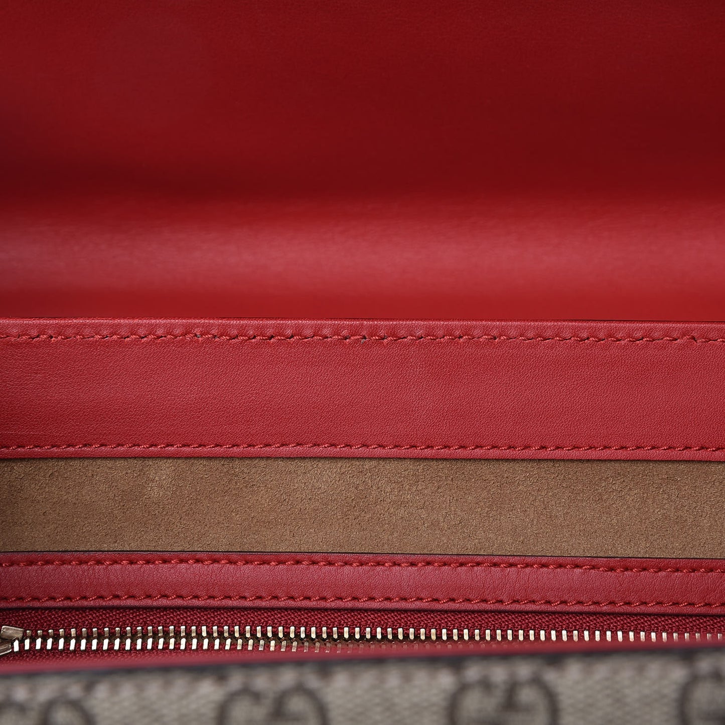 GG Supreme Monogram Calfskin Medium Padlock Top Handle Bag Beige Hibiscus Red New Rosette