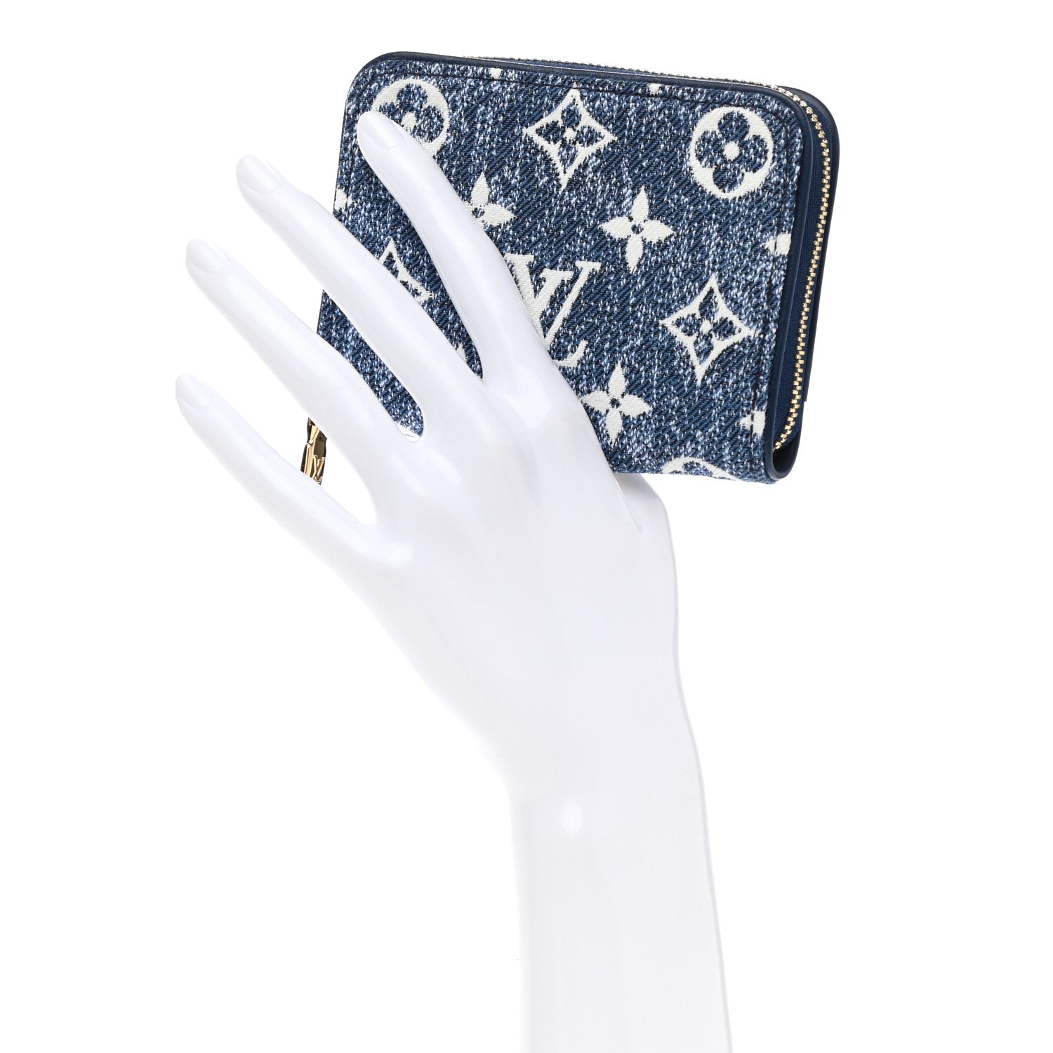 Louis Vuitton Denim Monogram Jacquard Zippy Coin Purse Bleu 2 of 7