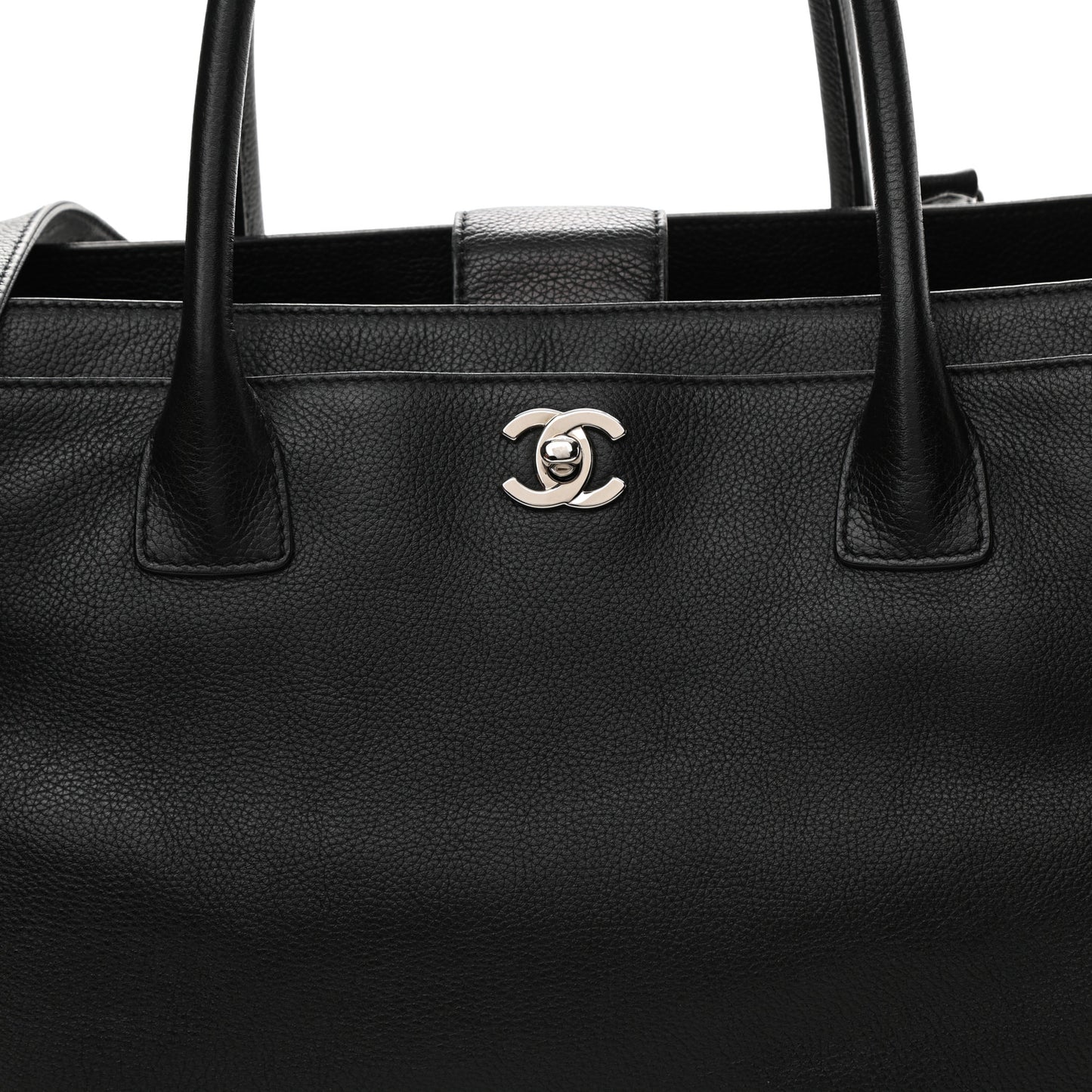 Calfskin Cerf Executive Shopper Tote Black