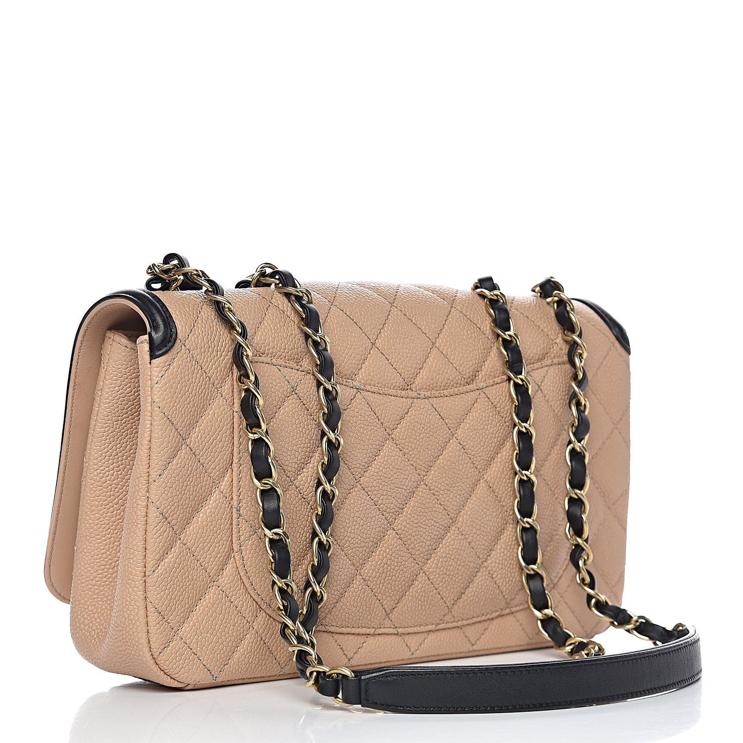Caviar Quilted Medium CC Filigree Flap Beige Black